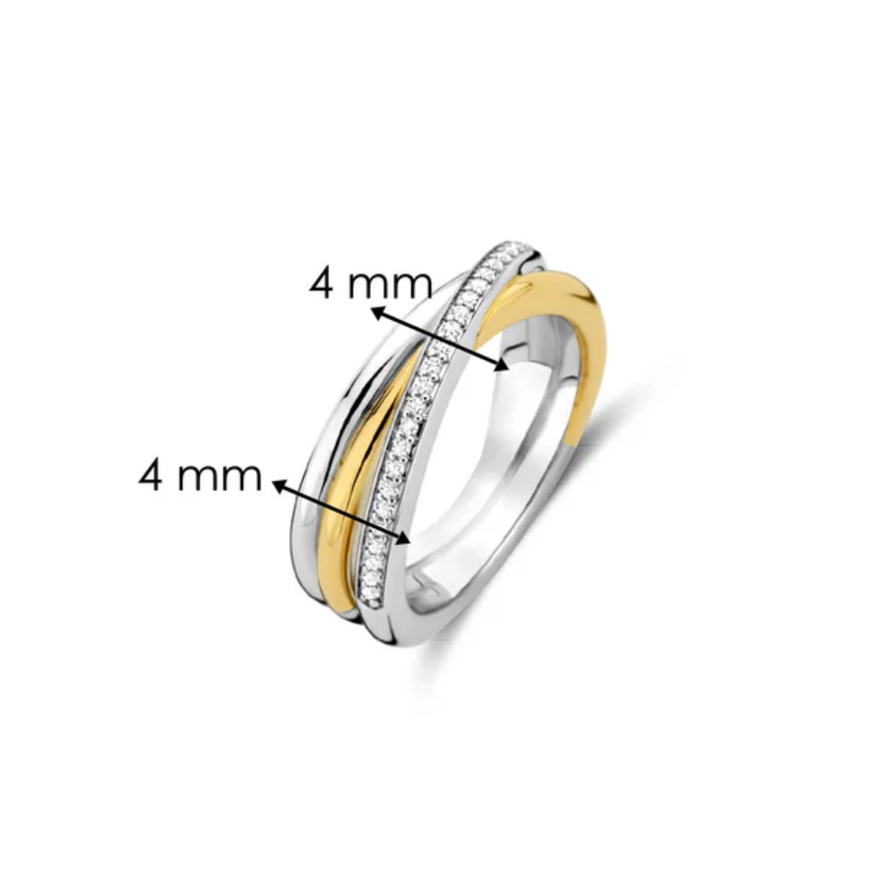 ANEL EM PRATA 925" BICOLOR COM ZIRCÓNIAS