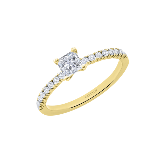 Solitário Carlton Jewellery Ouro 18k com Diamantes Princesa