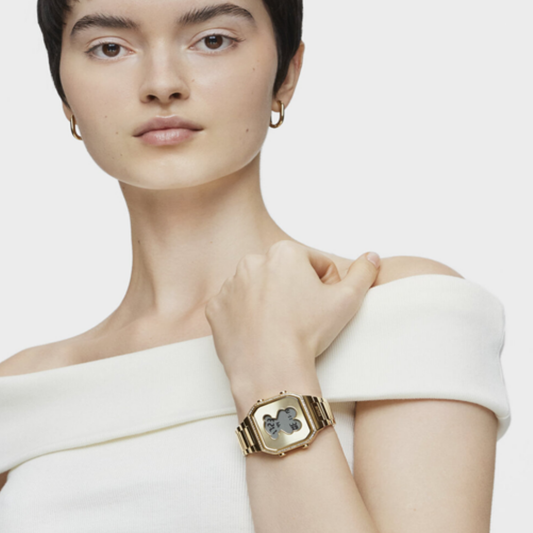 RELÓGIO DIGITAL D-BEAR DOURADO COM ZIRCÓNIAS