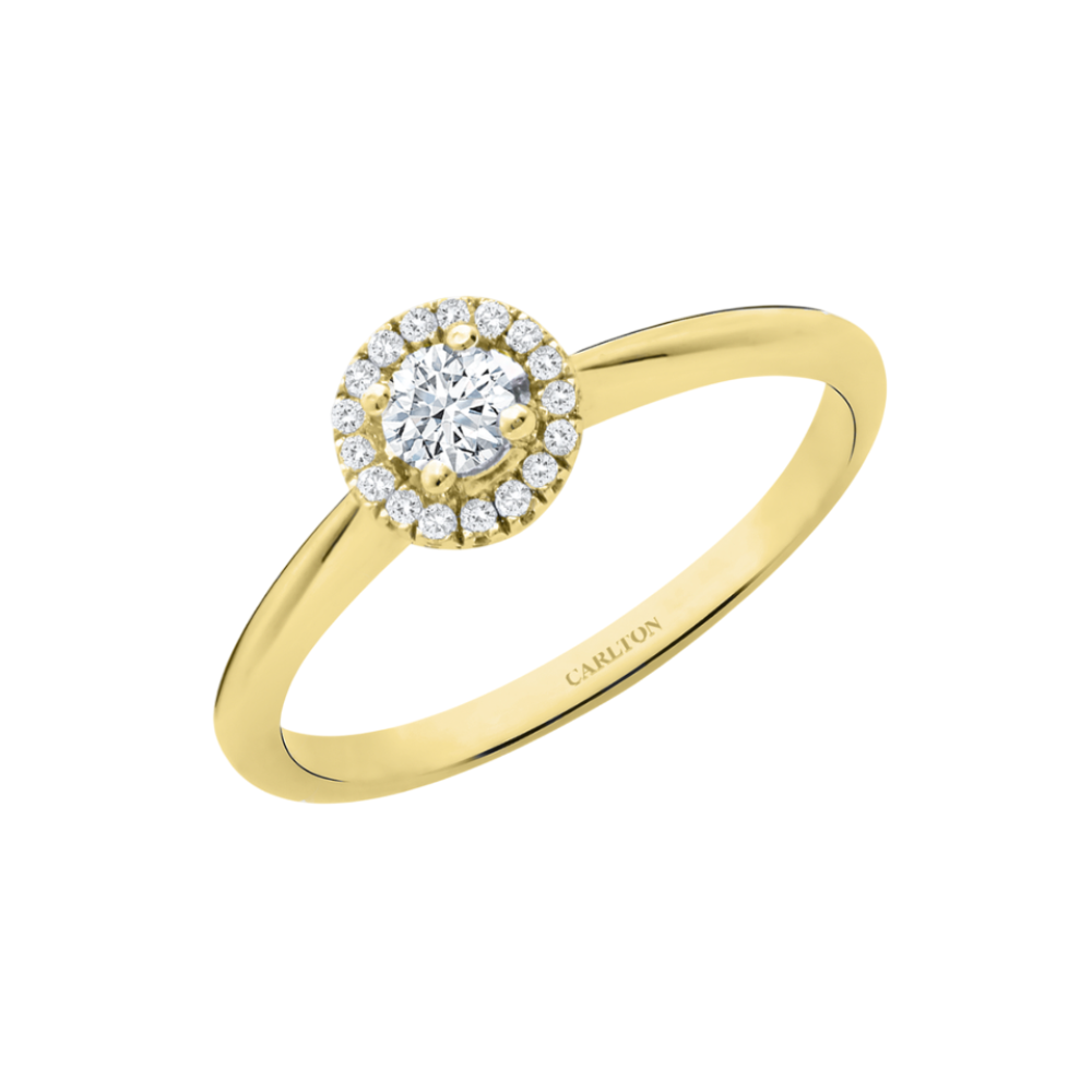 Solitário Carlton Jewellery Halo Ouro 18k com Diamantes
