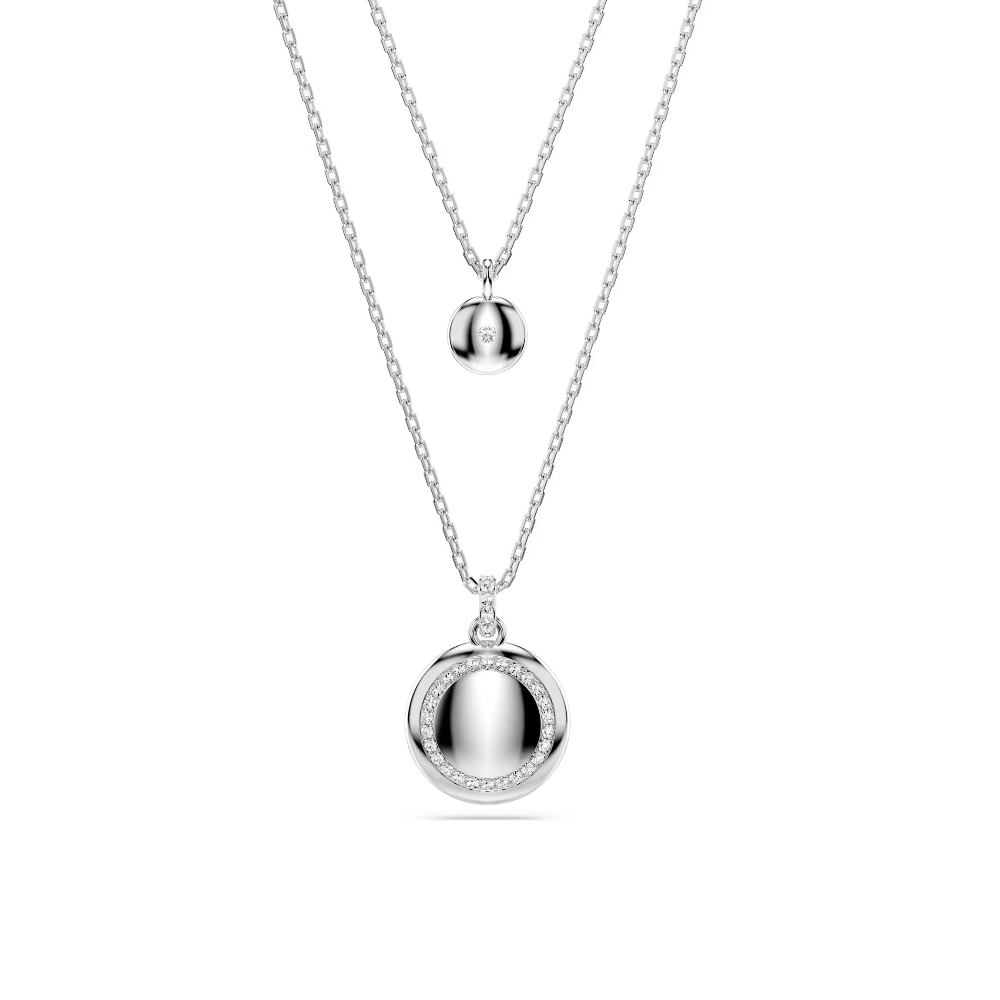 Colar duplo Swarovski layered Sublima Branco, Lacado a ródio