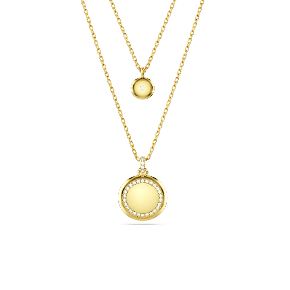 Colar duplo Swarovski layered Sublima Branco, Lacado a dourado