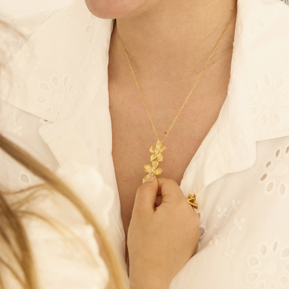 COLAR EUGENIO CAMPOS EM PRATA 925% DORADA C/ ZIRCONIAS- Box Especial dia da Mãe Joalharia Naná