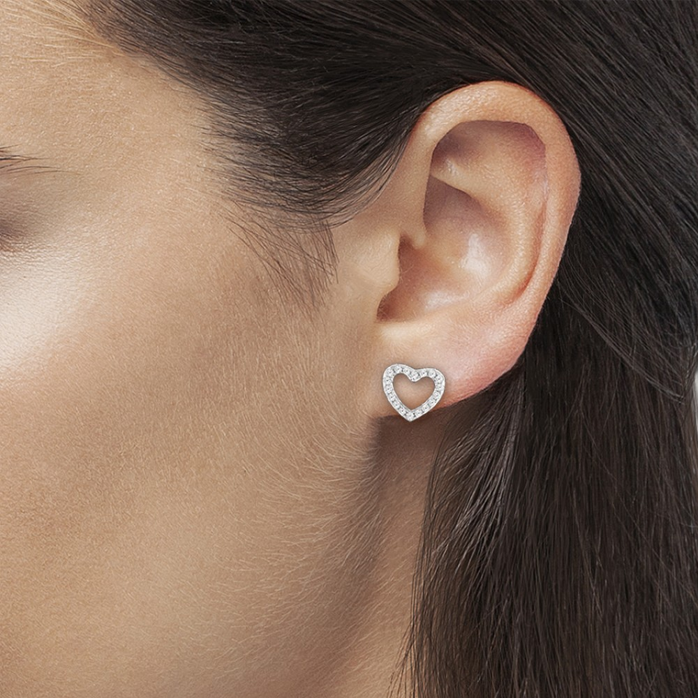 CONJUNTO UNIKE MEANINGFUL HEARTS I EM PRATA 925% COM ZIRCÓNIAS