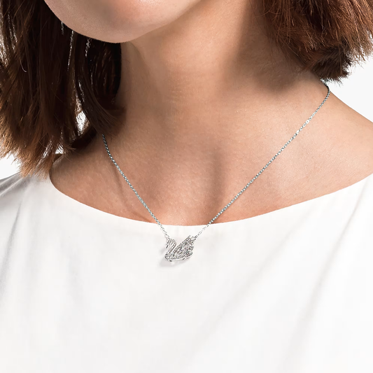 Colar Swarovski Swan Cisne dançante, Branco, Lacado a ródio