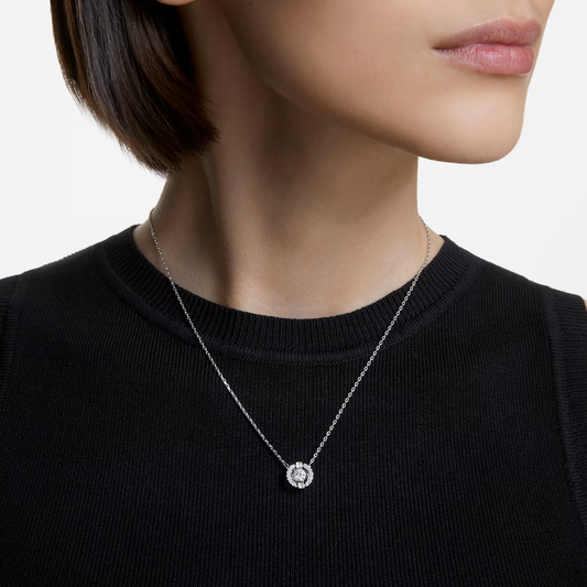 Colar Swarovski Una Lapidação redonda, Branco, Lacado a ródio