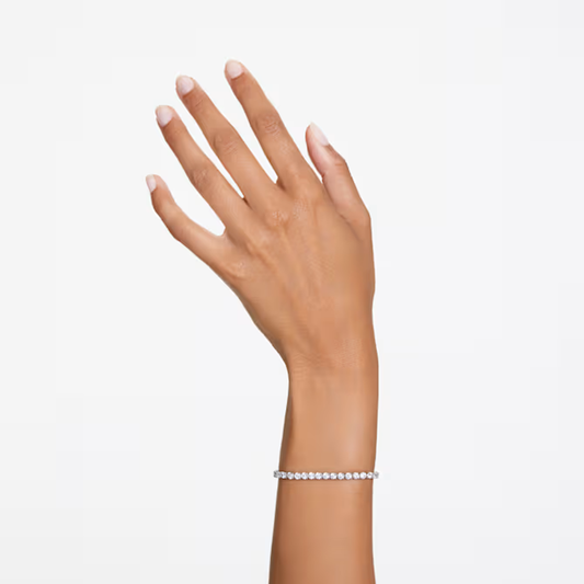 Pulseira Swarovsi Matrix Tennis Lapidação redonda, Branca, Lacado a ródio
