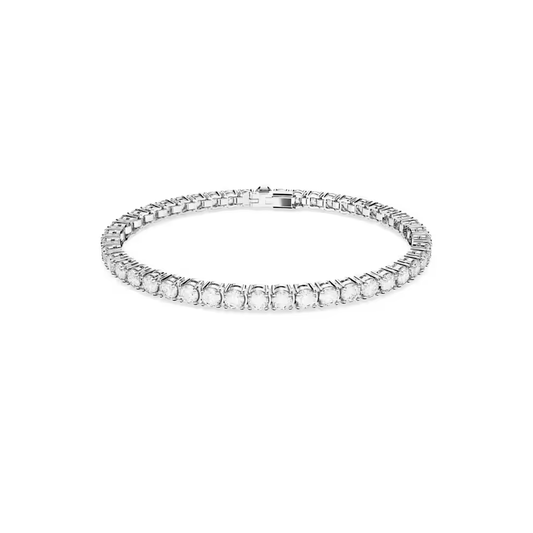 Pulseira Swarovsi Matrix Tennis Lapidação redonda, Branca, Lacado a ródio