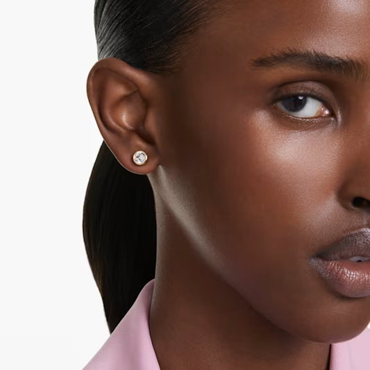 Brincos Swarovski stud Imber Lapidação redonda, Branco, Lacado a dourado