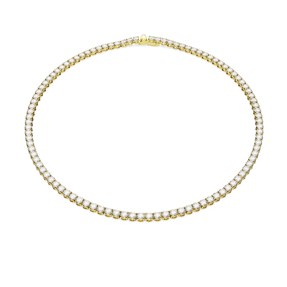 Colar Swarovski Matrix Tennis necklace, Round cut, White, Gold-tone plated