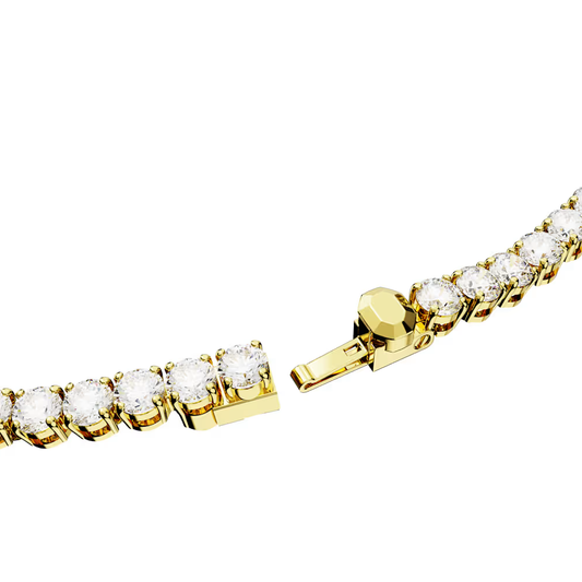 Colar Swarovski Matrix Tennis necklace, Round cut, White, Gold-tone plated