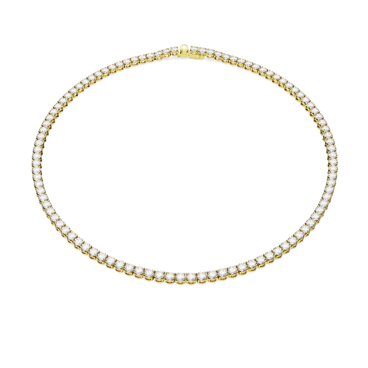 Colar Swarovski Matrix Tennis necklace, Round cut, White, Gold-tone plated
