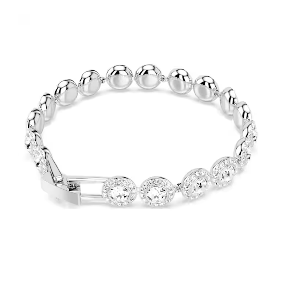Pulseira Swarovski Tennis Una Angelic, Lapidação redonda, Branca, Lacado a ródio