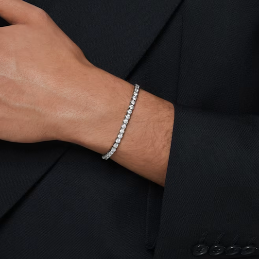 Pulseira Swarovski Matrix Tennis Lapidação redonda, Cinzenta, Lacada a ródio