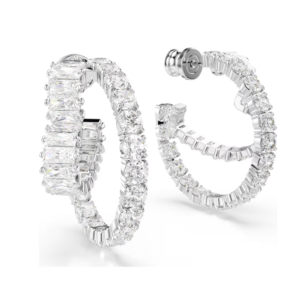 BRINCOS SWAROVSKI MATRIX HEART HOOP