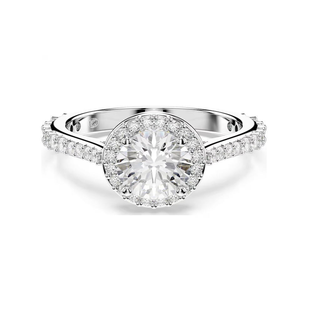 Anel Swarovski Una Angelic ring, Round cut, White, Silver-tone finish
58