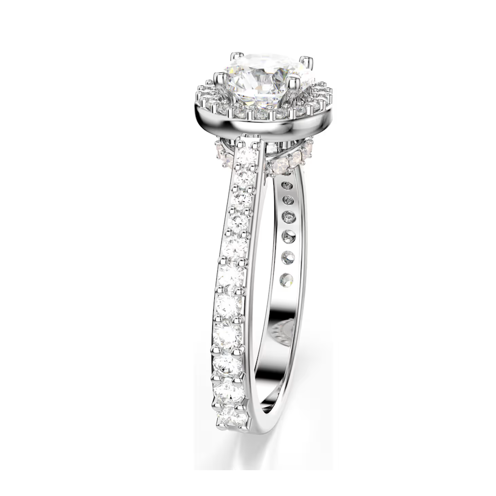 Anel Swarovski Una Angelic ring, Round cut, White, Silver-tone finish
58