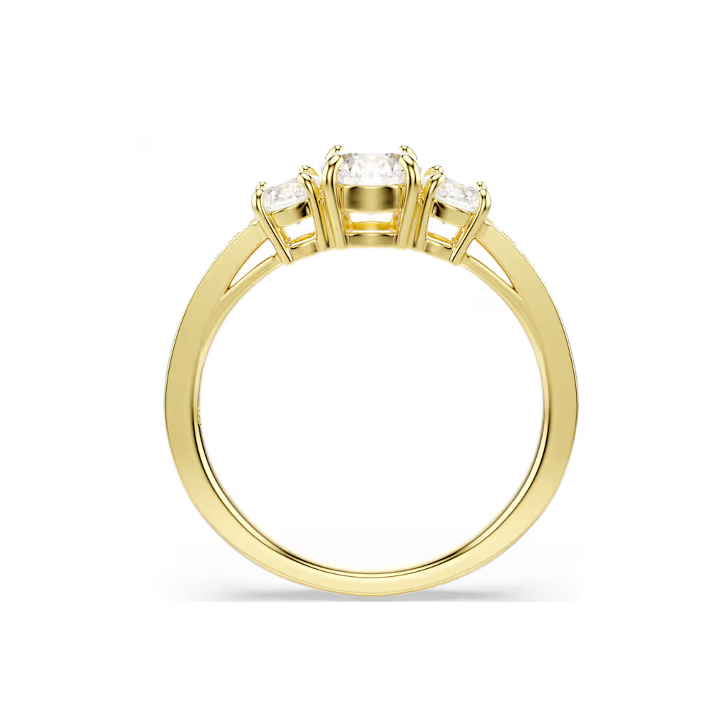 Anel Swarovski Stilla Attract ring, Round cut, White, Gold-tone plated 55