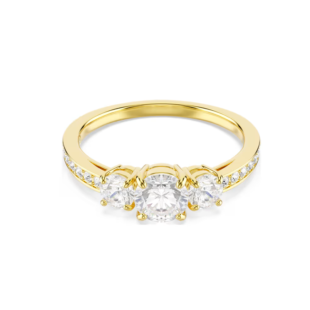Anel Swarovski Stilla Attract ring, Round cut, White, Gold-tone plated 52