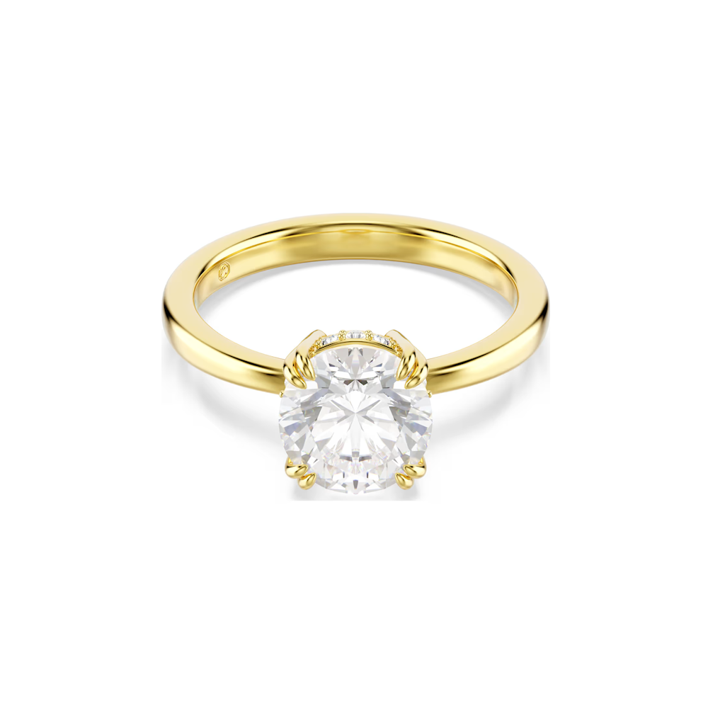 Anel Swarovski Stilla Attract cocktail ring, Round cut, White, Gold-tone plated 58