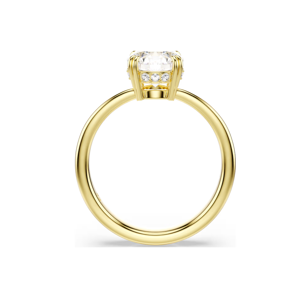 Anel Swarovski Stilla Attract cocktail ring, Round cut, White, Gold-tone plated 52