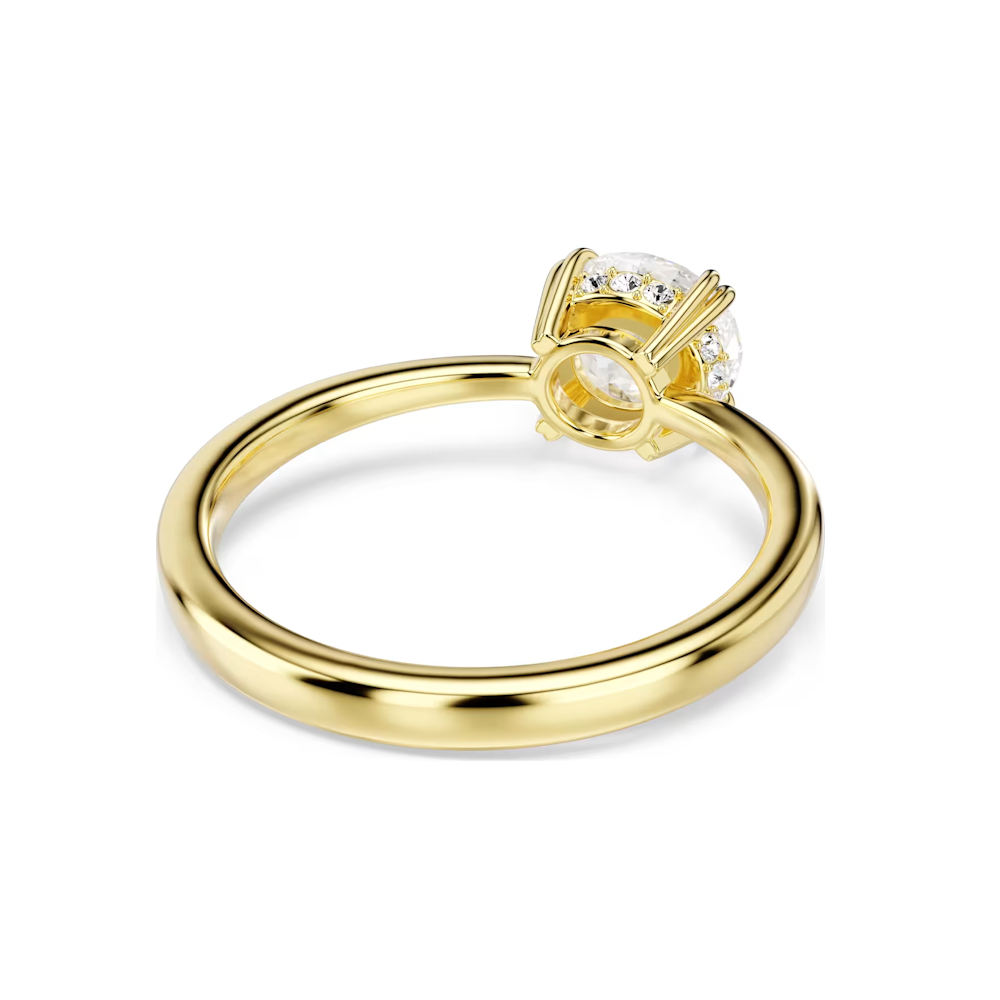 Anel Swarovski Stilla Attract cocktail ring, Round cut, White, Gold-tone plated 52