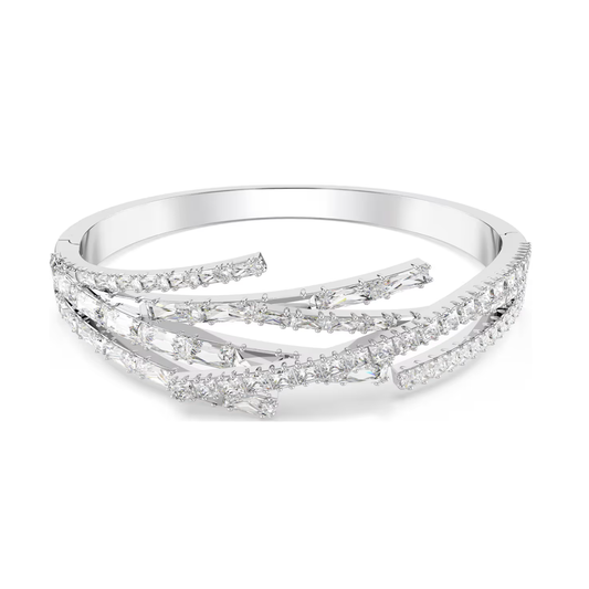 Pulseira Swarovski Matrix bangle, Mixed cuts, White, Rhodium plated