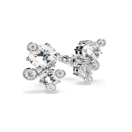 Brincos Swarovski Constella stud earrings, Round cut, White, Rhodium plated