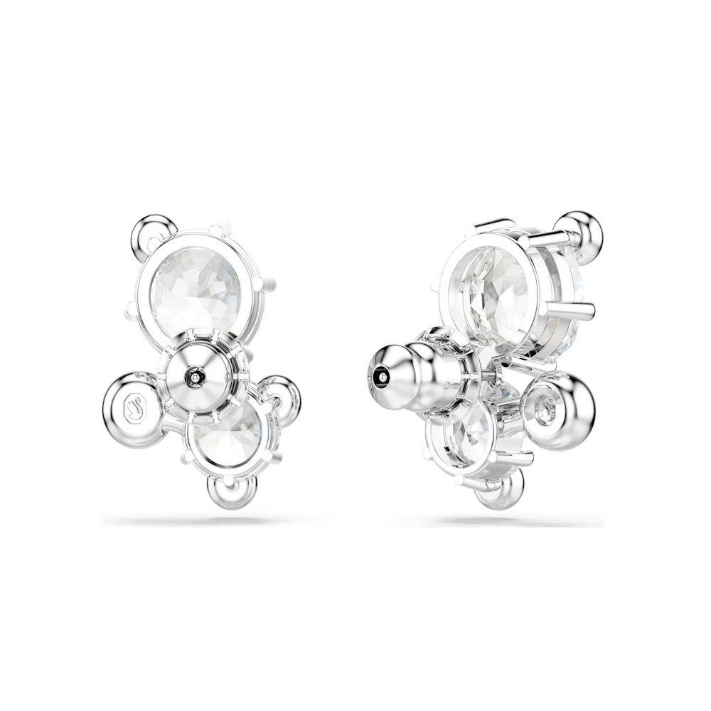 Brincos Swarovski Constella stud earrings, Round cut, White, Rhodium plated
