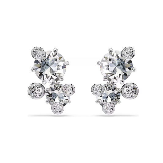 Brincos Swarovski Constella stud earrings, Round cut, White, Rhodium plated