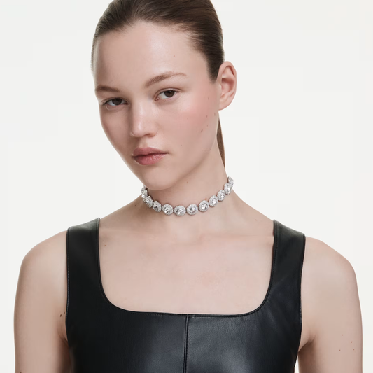 Gargantilha Swarovski Una Angelic Branca, Lacado a ródio