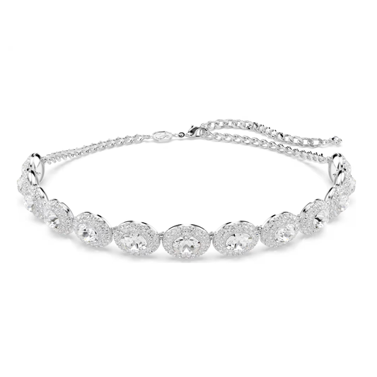 Gargantilha Swarovski Una Angelic Branca, Lacado a ródio