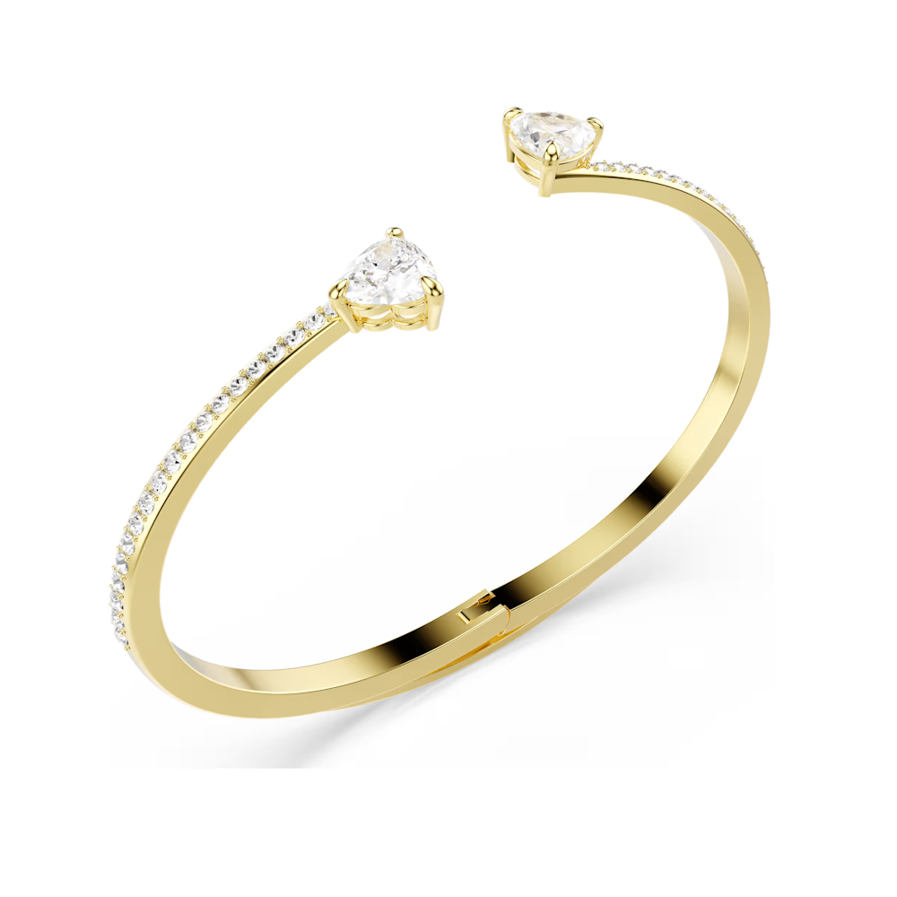 Pulseira Swarovski Mesmera Attract bangle, Heart, White, Gold-tone plated