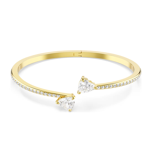 Pulseira Swarovski Mesmera Attract bangle, Heart, White, Gold-tone plated