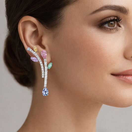 Brincos compridos Ariana Grande x Swarovski, Combinação de lapidações, Multicor, Lacado a ródio