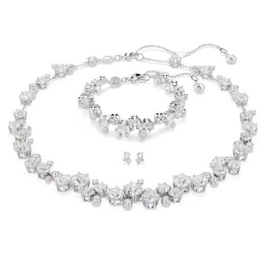 Conjunto Swarovski Colar+Pulseira+Brincos Constella set, Mixed cuts, White, Rhodium plated