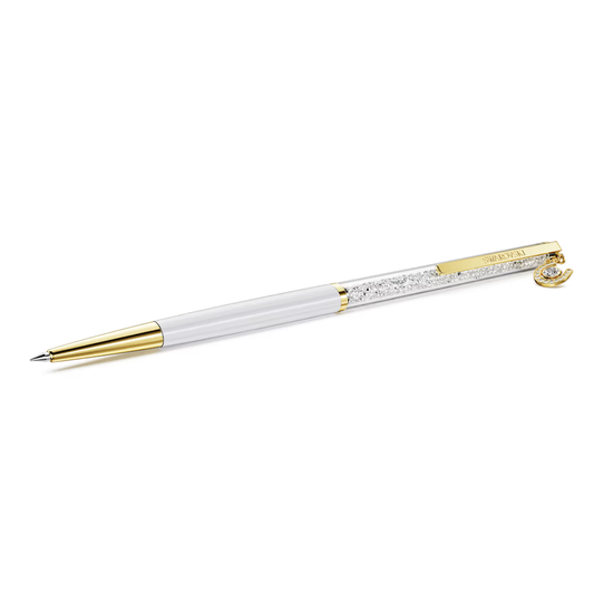 Esferográfica Swarovski Crystalline Ferradura, Branco, Lacado a branco, lacado a dourado