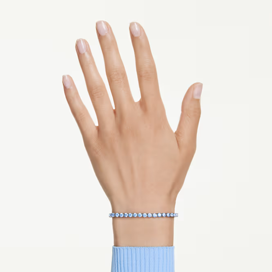 Bracelete Swarovski Tennis MatrixLapidação redonda, Azul, Lacada a ródio