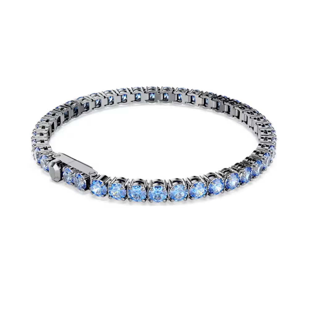 Bracelete Swarovski Tennis MatrixLapidação redonda, Azul, Lacada a ródio