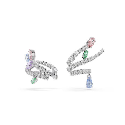 Brincos cuff Ariana Grande x Swarovski, Combinação de lapidações, Multicor, Lacado a ródio