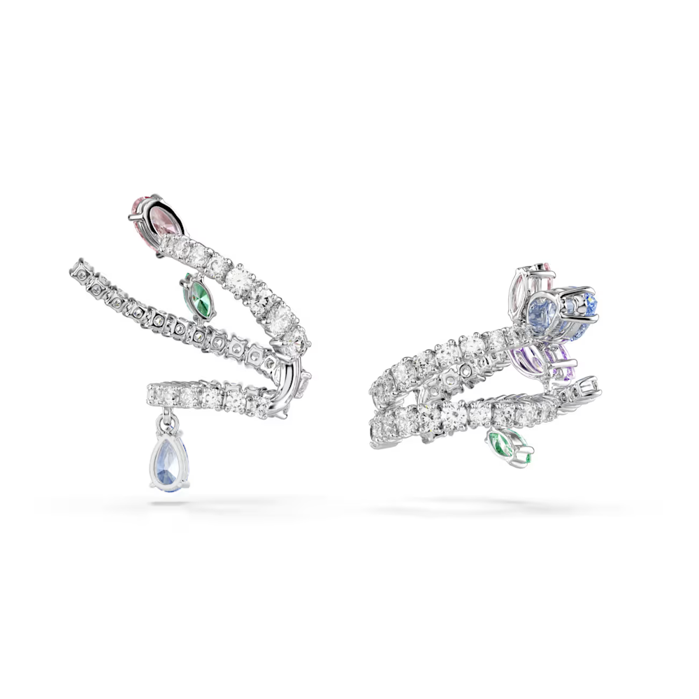 Brincos cuff Ariana Grande x Swarovski, Combinação de lapidações, Multicor, Lacado a ródio