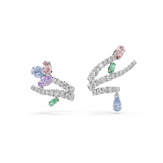 Brincos cuff Ariana Grande x Swarovski, Combinação de lapidações, Multicor, Lacado a ródio