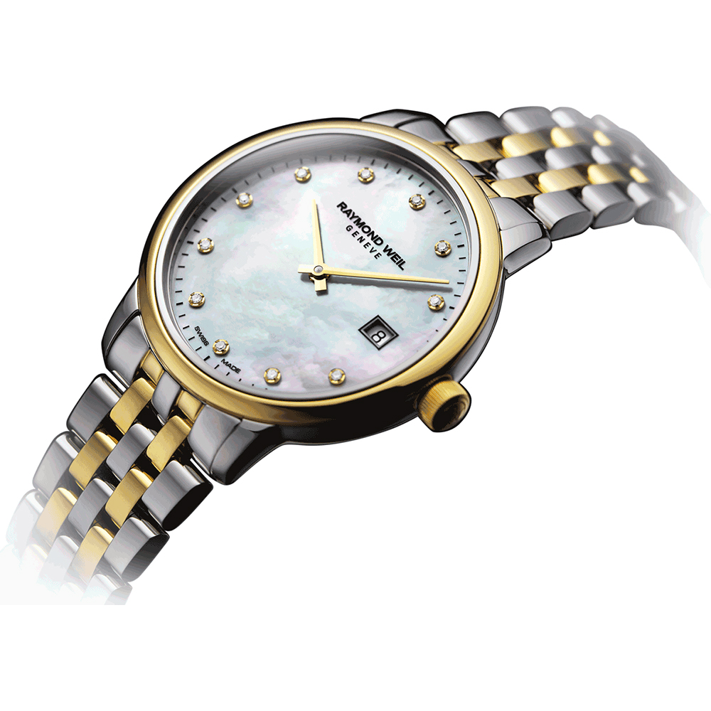 RELOGIO RAYMOND WEIL TOCCATA BICOLOR MOSTRADOR MADREPEROLA C/ DIAMANTES 5985-STP-97081