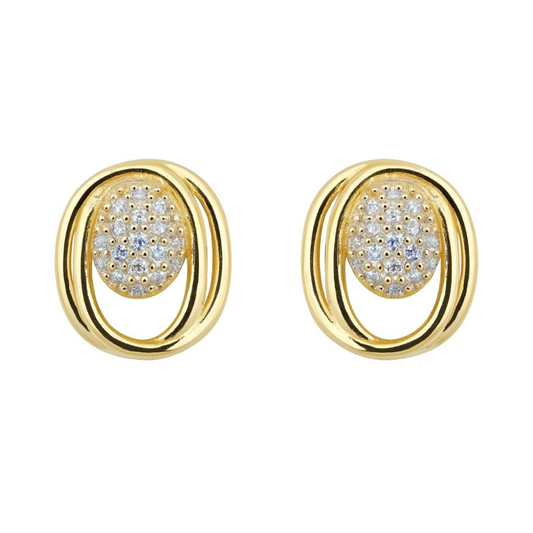 BRINCOS EM PRATA 925 COM ZIRCONIAS DOURADO