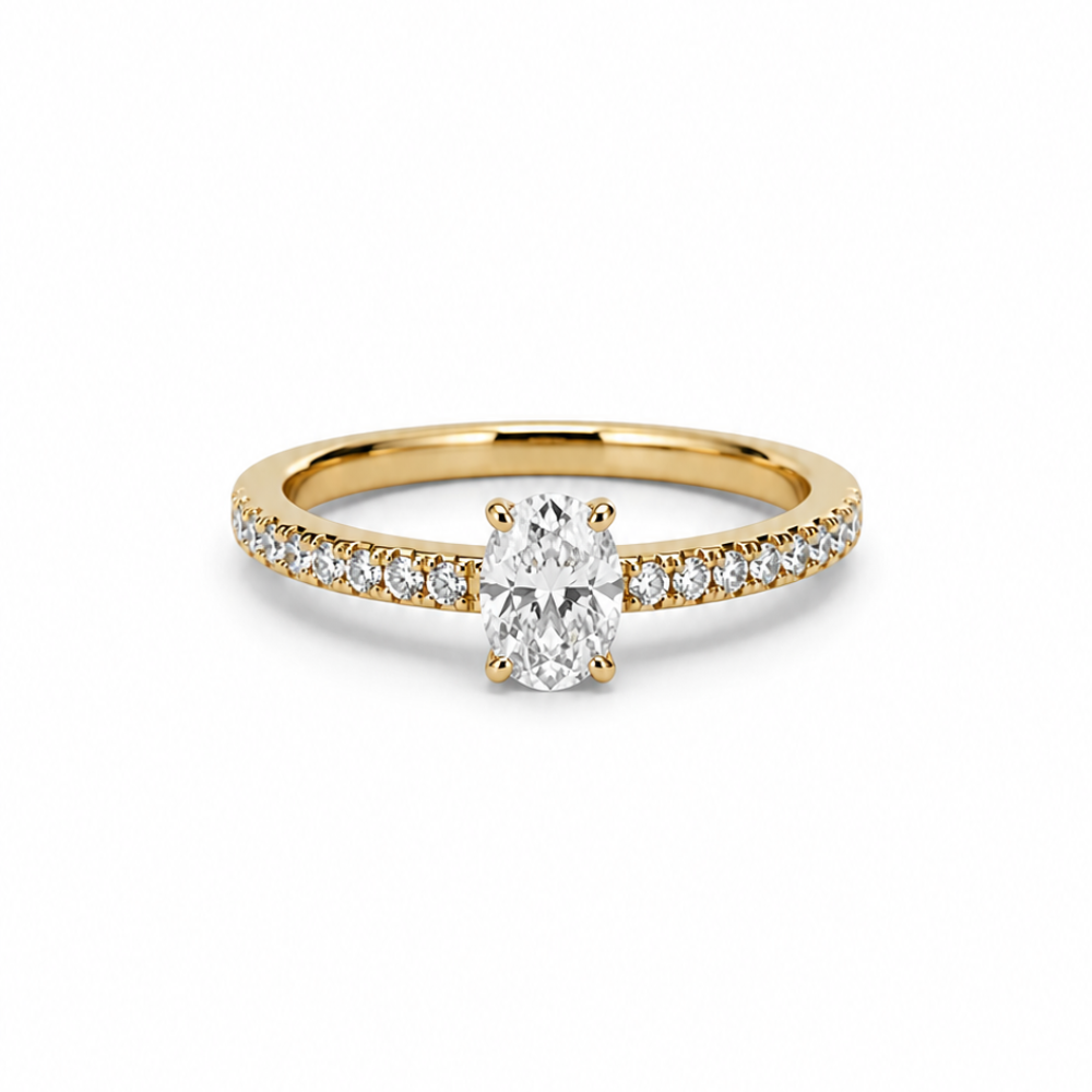 ANEL EM OURO COM DIAMANTES DE LABORATORIO