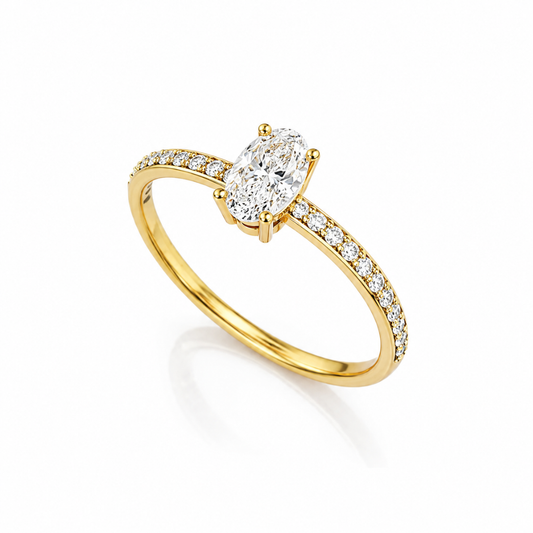 ANEL EM OURO COM DIAMANTES DE LABORATORIO