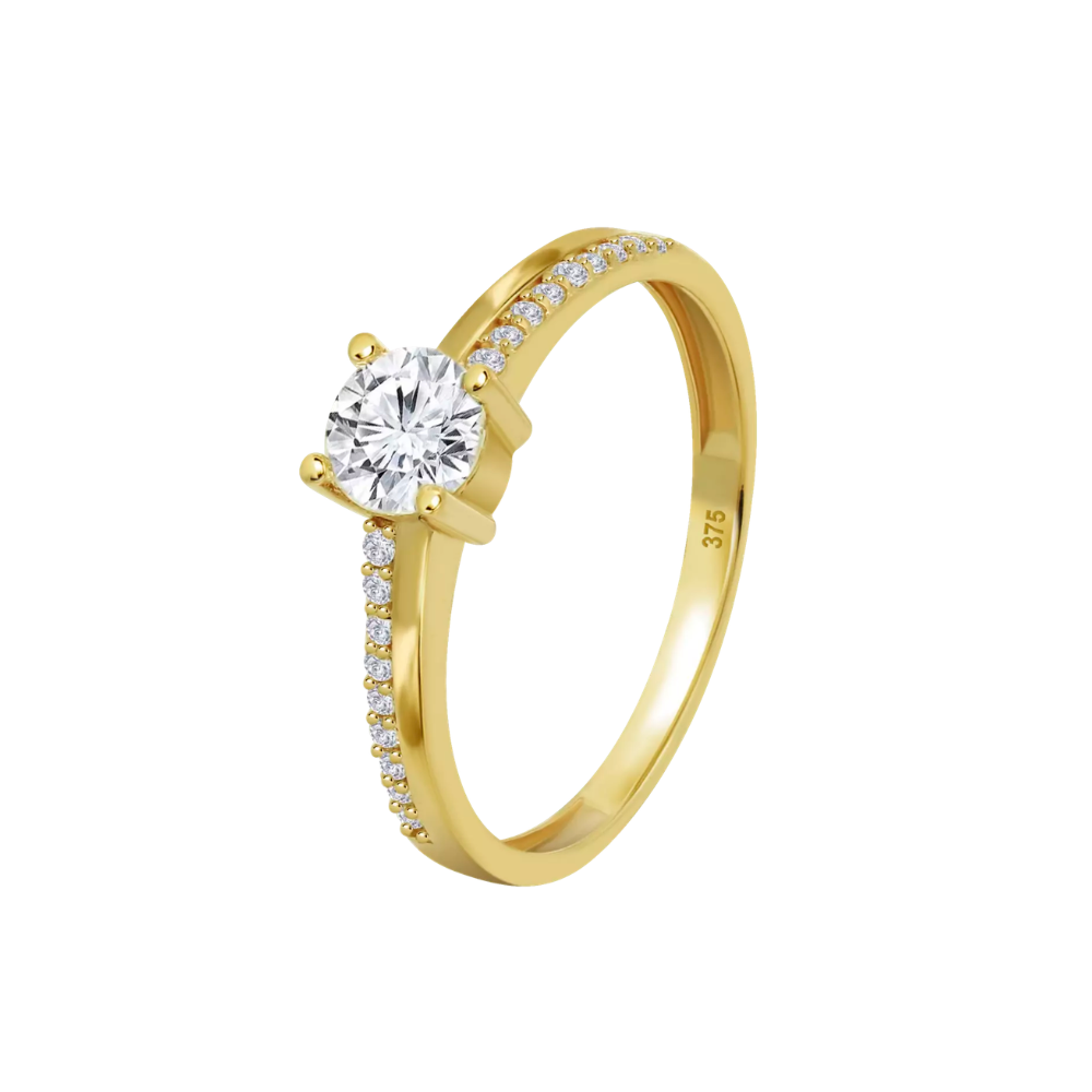 ANEL EM OURO 9K 375% C/ ZIECONIAS