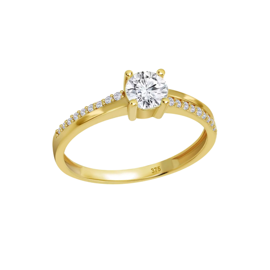 ANEL EM OURO 9K 375% C/ ZIECONIAS