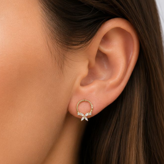 BRINCOS EM PRATA 925 DOURADA COM ZIRCONIAS