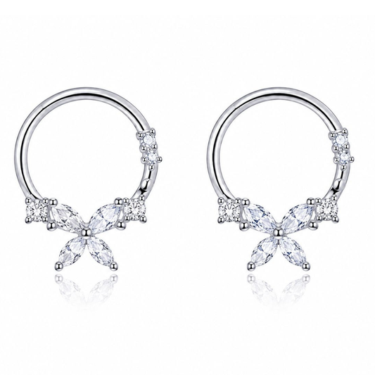 BRINCOS EM PRATA 925 PRATEADO COM ZIRCONIAS